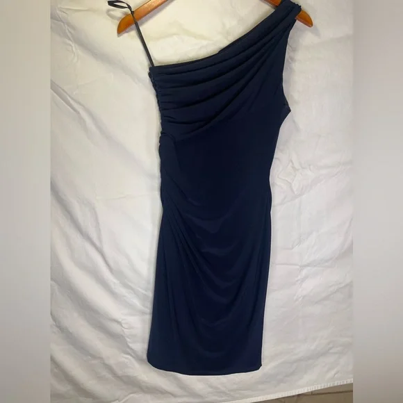 BETSY & ADAM one shoulder navy blue dress - Picture 14 of 16